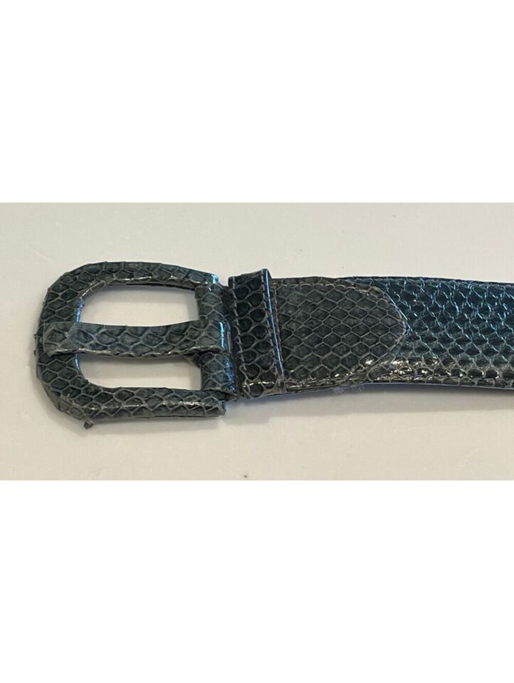 Vintage 90's Saks Fifth Ave Green Wide Women's Snake Skin Belt Size Med. / Large